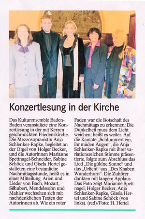 Konzertlesung in der Kirche